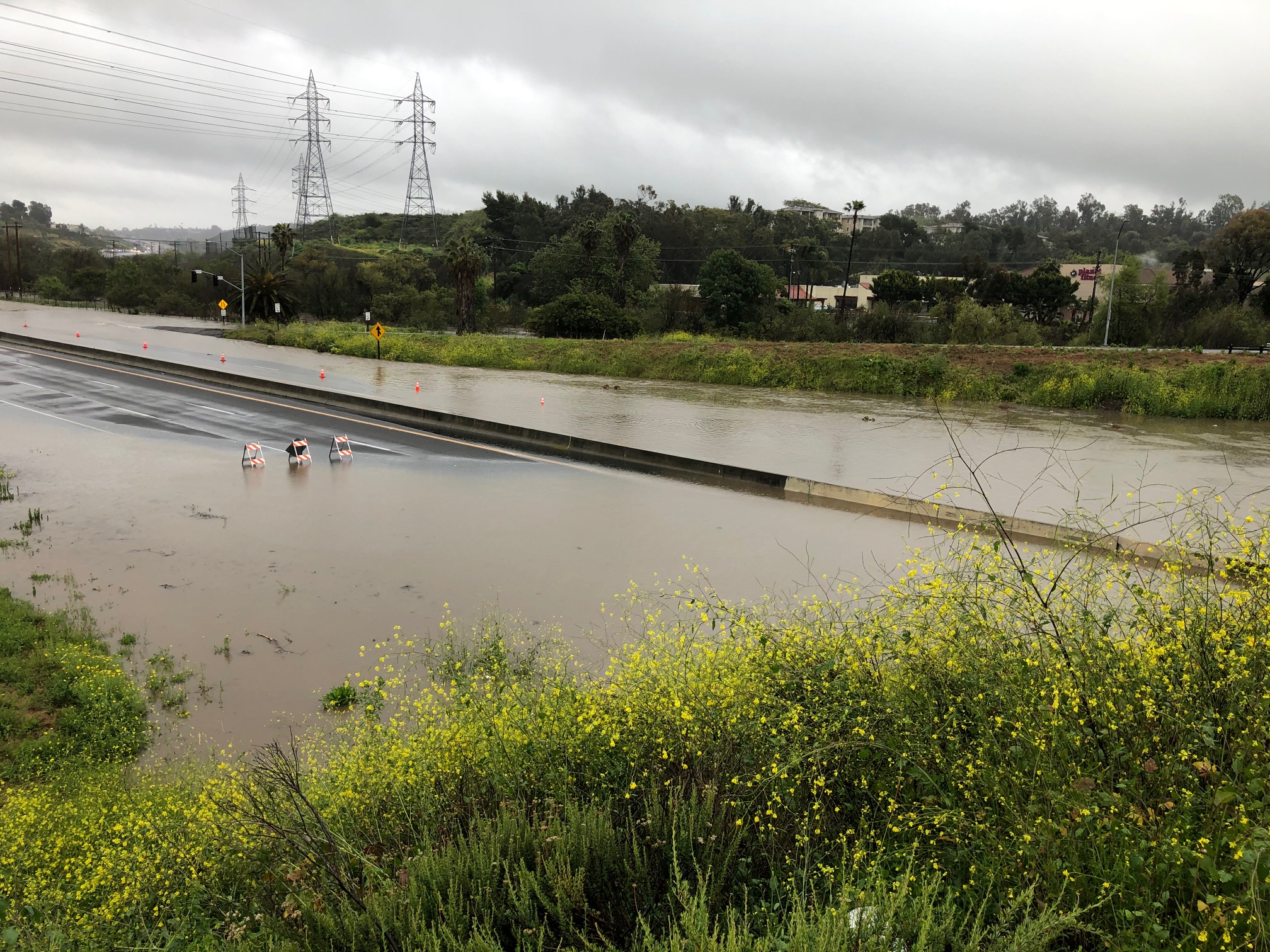 SR-78 in North County flooded during rain