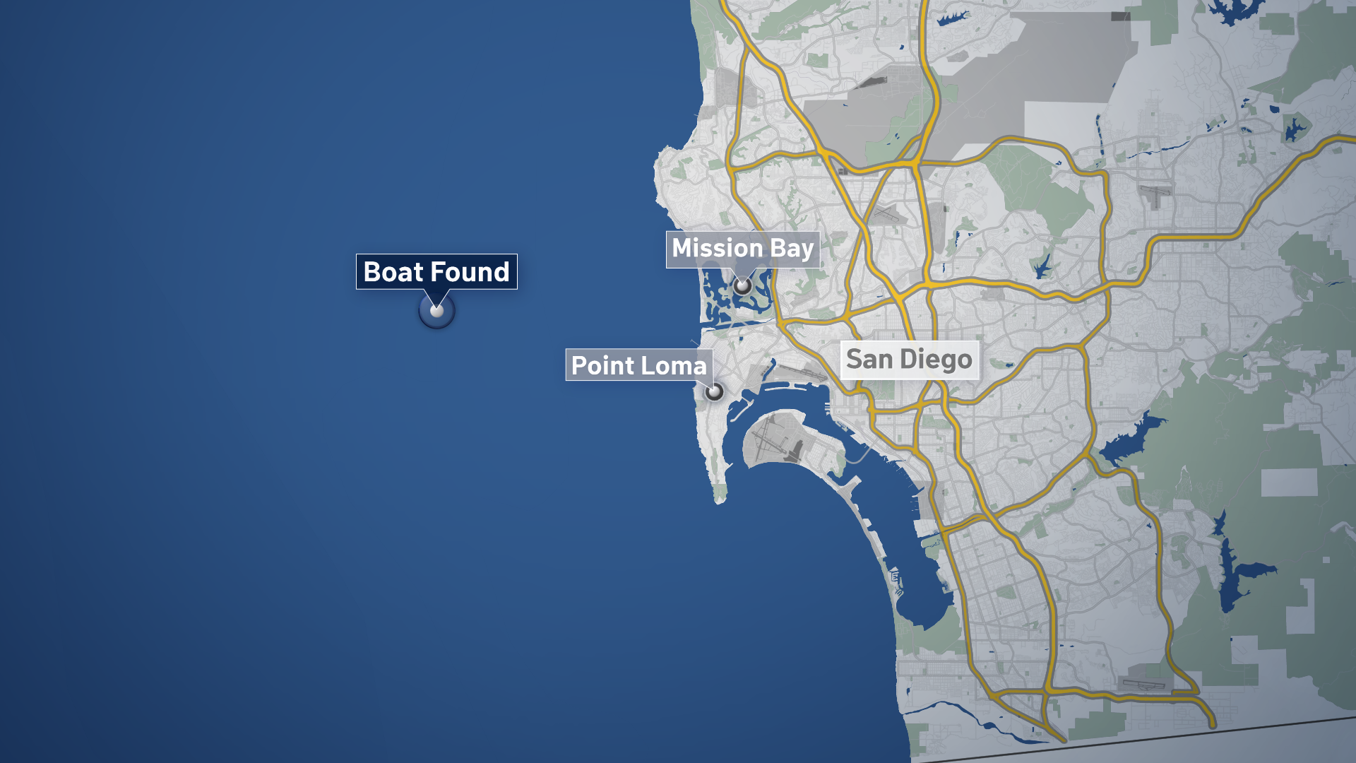 A map showing the estimated location of where "Defiance" was located in relation to Mission Bay and Point Loma in San Diego, CA