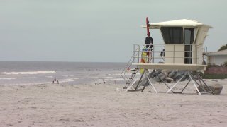 Lifeguard tower at Moonlight Beach