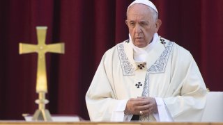 In this file photo, Pope Francis celebrates a mass for the Feast of Corpus Domini in the parish of Santa Maria Consolatrice in Casal Bertone neighborhood, Rome, Italy, 23 June 2019.