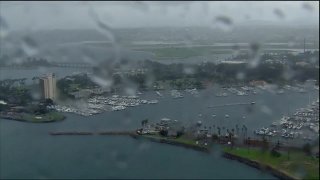 View from SkyRanger 7 shows a rainy day in San Diego in this undated image.