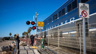 Amtrak Surfliner Train Passes Through San Clemente, California