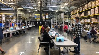 Rows of Election Day workers in San Diego County.