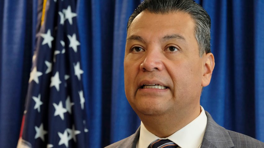 In this Nov. 2, 2018, file photo, California Secretary of State Alex Padilla speaks in San Francisco. California Gov. Gavin Newsom appointed Secretary of State Alex Padilla on Tuesday, Dec. 22, 2020, as the state’s next U.S. senator to fill the seat being vacated by Vice President-elect Kamala Harris.