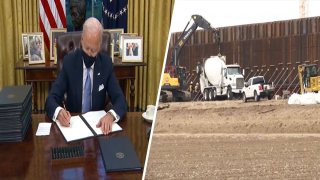 Joe Biden firmando orden ejecutiva y construccion del muro fronterizo