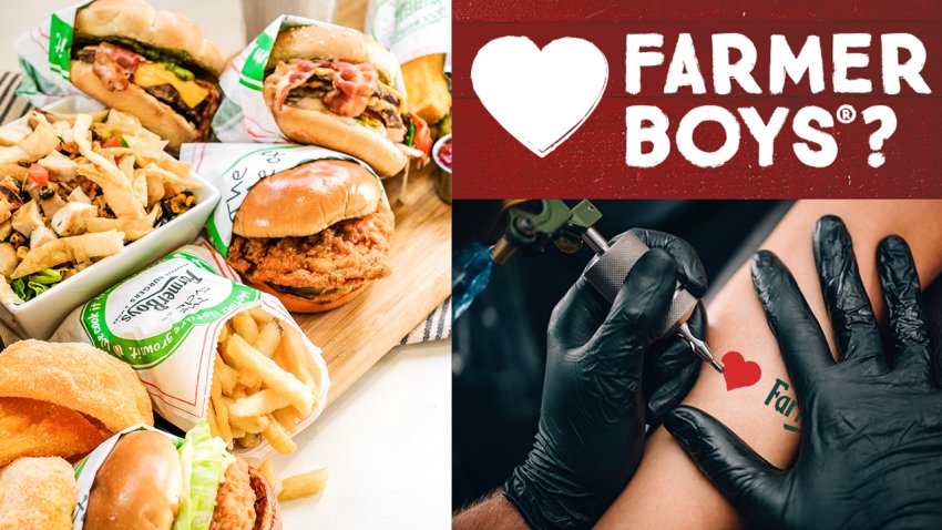 Farmer Boys has partnered with tattoo shops in Los Angeles and Las Vegas to give the restaurant’s more dedicated fans permanent tattoos to memorialize the company’s 40th anniversary. In returns, the fans will get free burgers for a year.