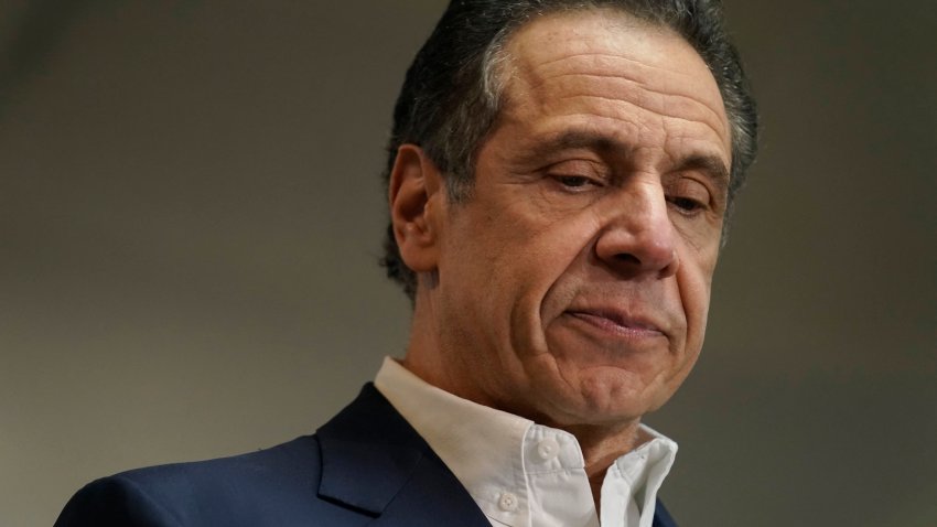 New York Governor Andrew Cuomo speaks before receiving a Covid-19 vaccine, at a church in the Harlem section of New York, on March 17, 2021.