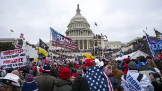 Insurrections loyal to President Donald Trump rally at the U.S. Capitol in Washington, D.C., Jan. 6, 2021.