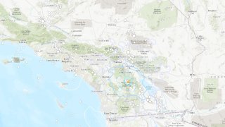 Map shows epicenter of a 3.9 earthquake near Anza that was felt in San Diego, Jan. 12, 2022.