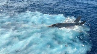 A leaked photo of an F-35C Lightning II that crash attempting to land on USS Carl Vinson Jan. 24 in the South China Sea, verified by the U.S. Navy.