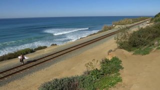 Train tracks near San Diego County's coast.