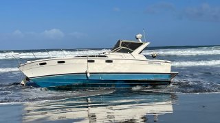 A powerboat was found washed ashore in La Jolla on Tuesday April 12.