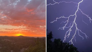 Pictures sent to NBC7.com (isee@nbcsandiego.com) of the sunset, and lightning strikes, on June 21, 2022.