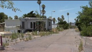 An abandoned mobile home in De Anza Cove