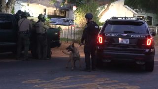 The San Diego County Sheriff's Department respond to a call of shots fired at a home in Lemon Grove on Monday, July 4, 2022.