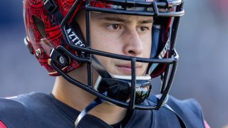 CARSON, CA - NOVEMBER 26: Matt Araiza #2 of the San Diego State Aztecs walks on the field against the Boise State Broncos on November 26, 2021 at Dignity Health Sports Park in Carson, California. (Photo by Tom Hauck/Getty Images)