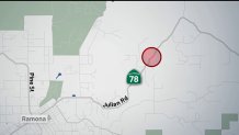 A map for a deadly crash on SR-78 near Ramona.