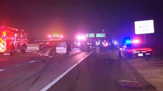 First responders arrive at the scene of a multi-vehicle crash on Tuesday, Nov. 1, 2022 on SR-52 near Kearny Mesa.