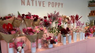 Valentine's Day bouquets are ready to sell at Native Poppy in San Diego's South Park neighborhood.