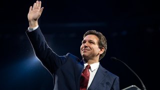 FILE - Florida Gov. Ron DeSantis speaks during a convocation at Liberty University's Vines Center in Lynchburg, Va., on April 14, 2023.