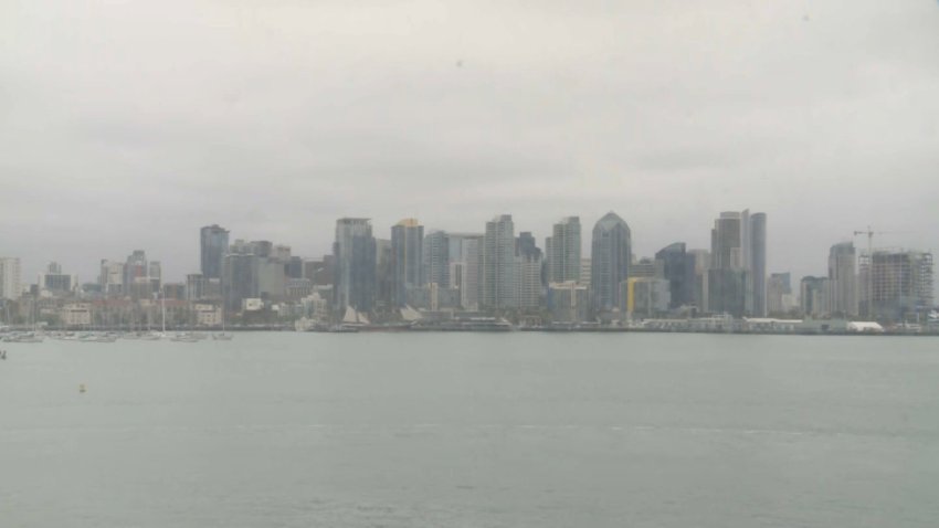 San Diego's skyline on a gloomy "May Gray" day in 2023.