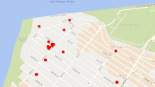 This map shows some of the properties owned by Michael Mills, that were granted short-term rental licenses. Each of those dots represents an address with multiple units.