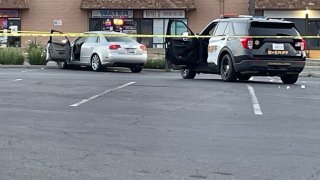 A vehicle that was involved in a cross-county pursuit and a Riverside County sheriff's vehicle.