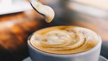 A latte is a coffee drink made with espresso and steamed milk.