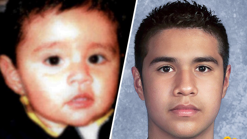 Joshua Keshaba Sierra Garcia is pictured in a 2003 photo and an age-progressed image provided by the FBI.