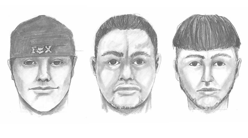 Dibujos hablados de tres sospechosos de disparar contra migrantes en la frontera.