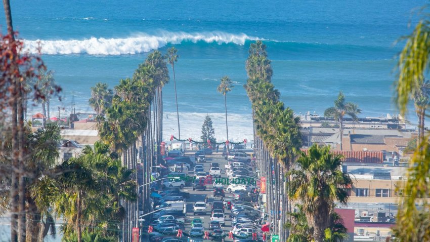 Big waves are seen offshore in Ocean Beach on Thursday, Dec. 29th, 2023.