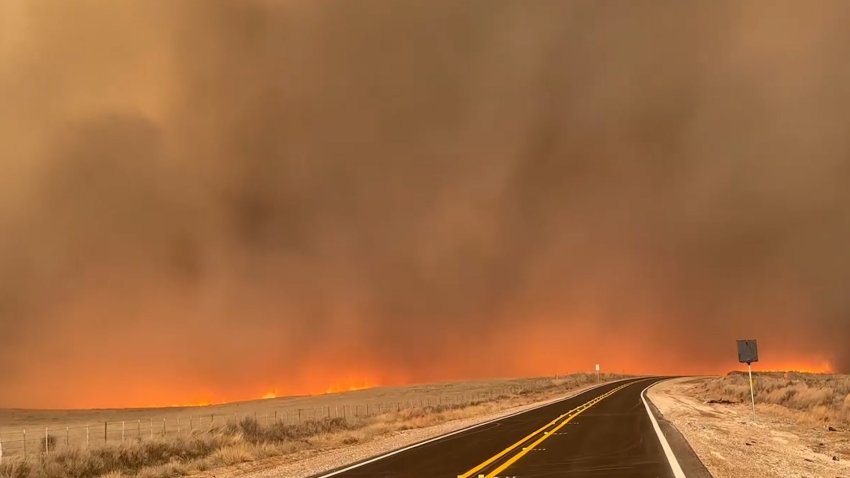 A fire off the highway in Texas