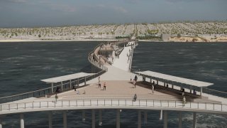 A rendering of the preferred design concept for the potential Ocean Beach Pier replacement.