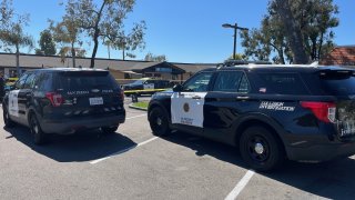 A 52-year-old man was found dead after being run over by an unknown vehicle in a Tierrasanta parking lot on April 3, 2024, according to the San Diego Police Department. (NBC 7 San Diego)