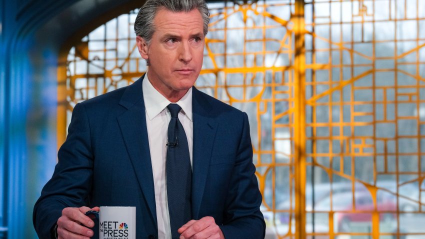 MEET THE PRESS — Pictured: Gov. Gavin Newsom (D-CA) appears on “Meet the Press” in Washington D.C., Sunday February 25, 2024. — (Photo by: William B. Plowman/NBC via Getty Images)