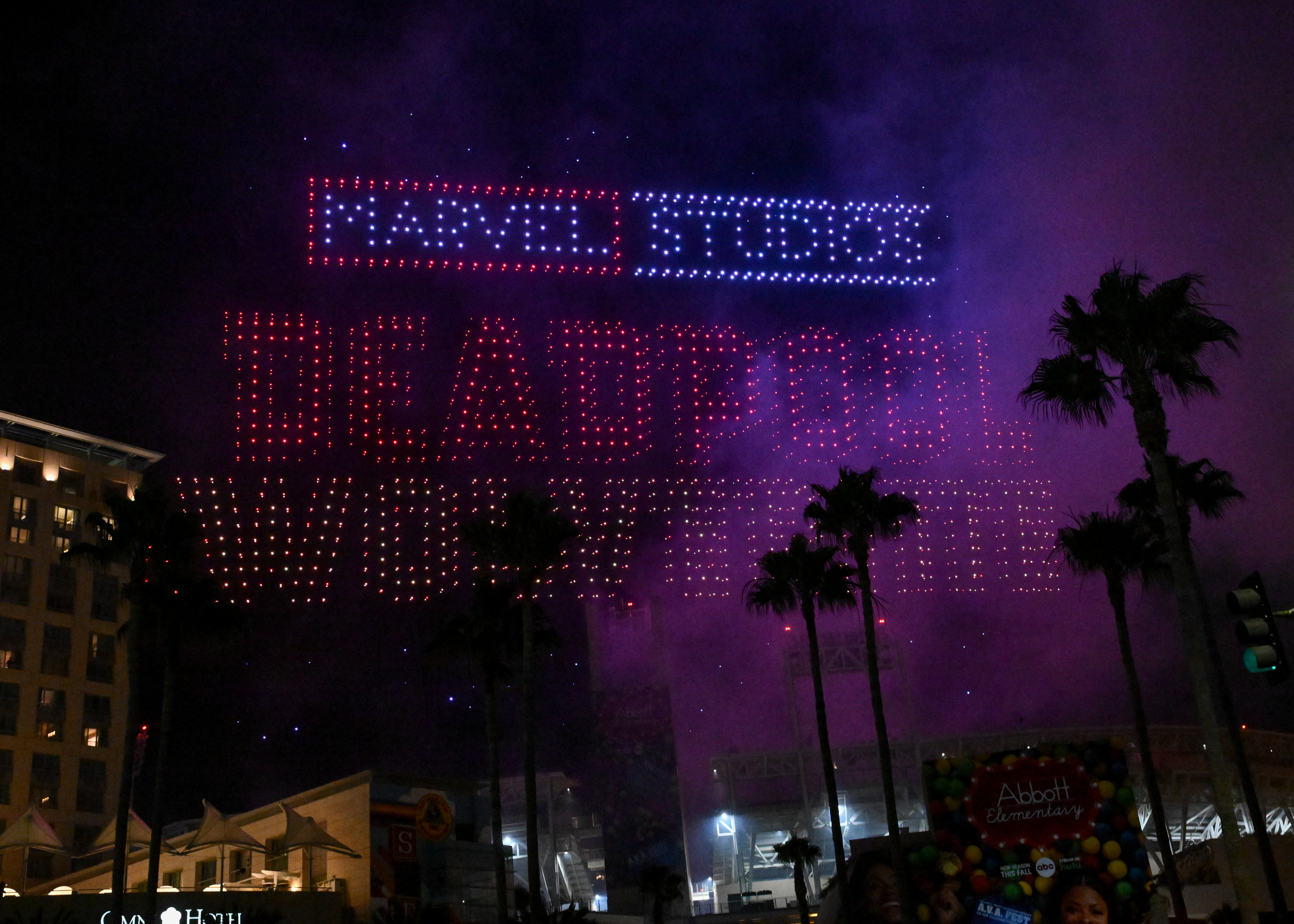 The Marvel Drone Show after the "Marvel Studios: The Ultimate Deadpool & Wolverine Celebration of Life" Panel at the 2024 San Diego International Comic-Con on July 25, 2024 in San Diego, California.