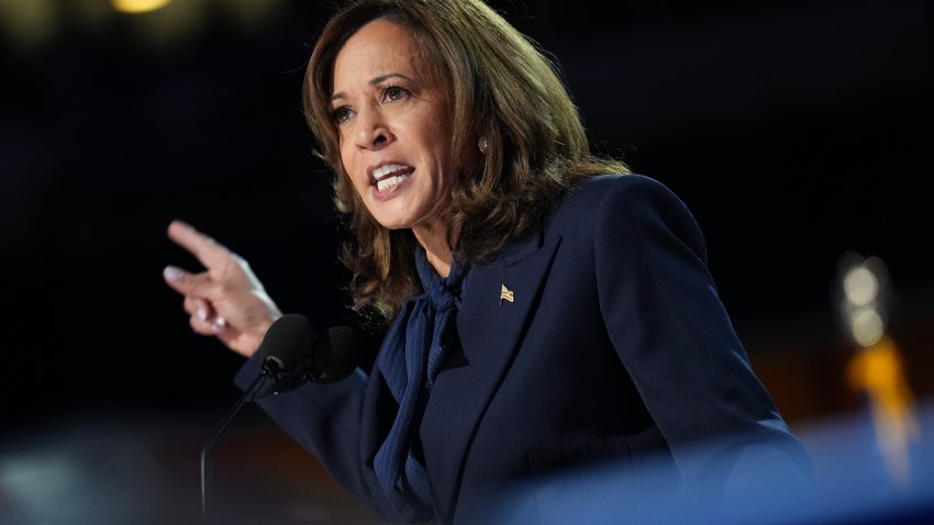 CHICAGO, ILLINOIS – AUGUST 22: Democratic presidential candidate, U.S. Vice President Kamala Harris speaks on stage during the final day of the Democratic National Convention at the United Center on August 22, 2024 in Chicago, Illinois. Delegates, politicians, and Democratic Party supporters are gathering in Chicago, as current Vice President Kamala Harris is named her party’s presidential nominee. The DNC takes place from August 19-22. (Photo by Andrew Harnik/Getty Images)