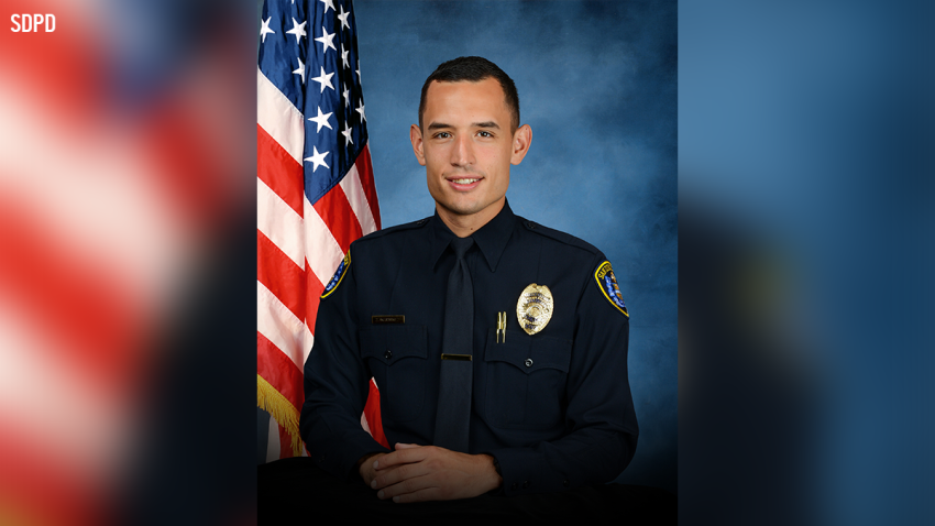 A photo of San Diego Police Department Officer Zachary Martinez, who was taken to Sharp Memorial Hospital with severe injuries after the fiery multi-car crash in Clairemont on Aug. 26, 2024.