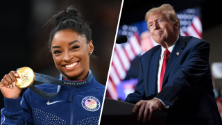 Simone Biles a la izquierda y Donald Trump a la derecha.