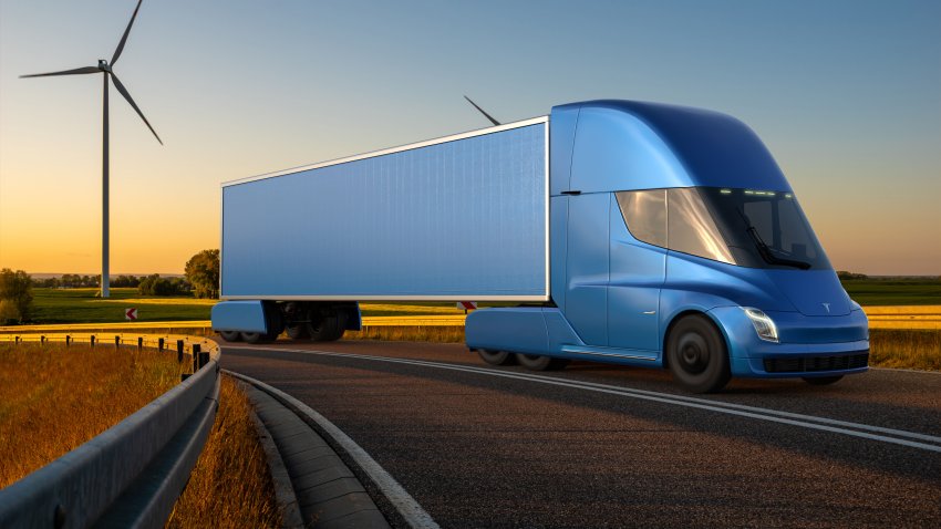 Szczecin,Poland-September 2020:Tesla Semi Truck-Electric truck