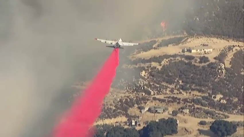 SkyRanger 7 caught this shot of a firefighting aircraft above the La Posta 3 Fire on Oct. 7, 2024.