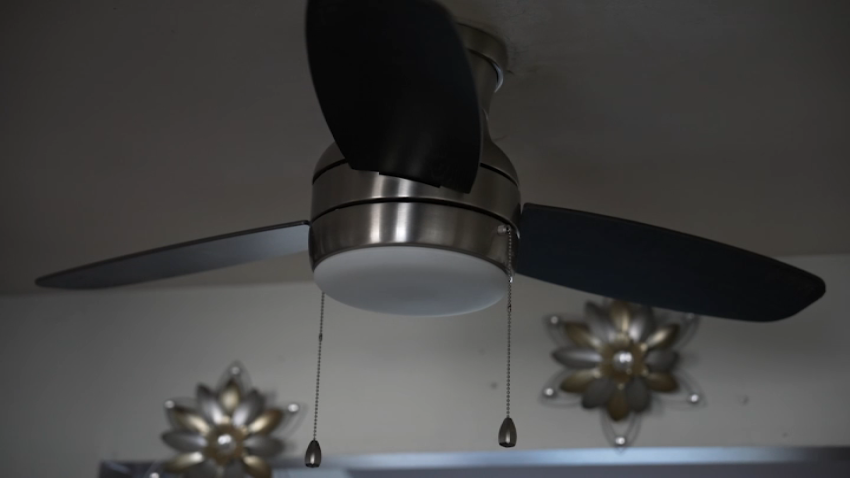 A ceiling fan and light