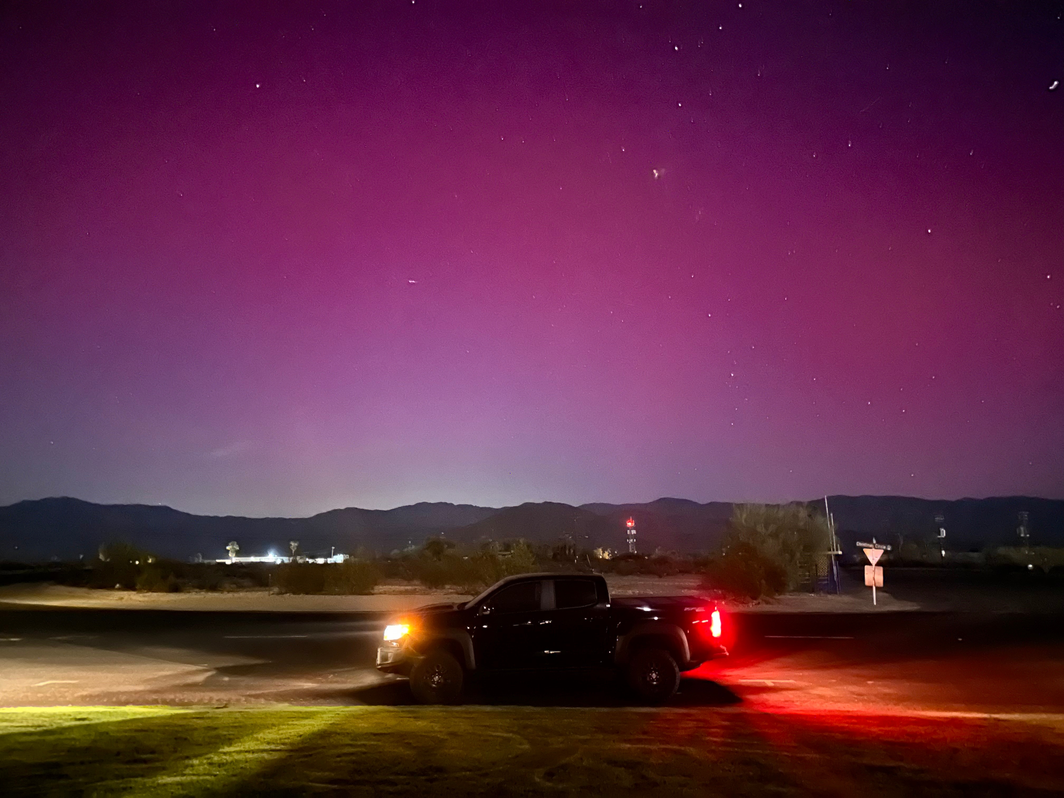 The aurora borealis was also visible from San Diego County's desert. Photographed here in Borrego Springs on Oct. 11, 2024.