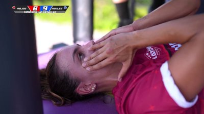 ¡Qué dolor! Esta jugadora sufrió un fuerte golpe en la cabeza en Exatlón