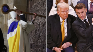 El presidente electo de EEUU, Donald Trump junto al mandatario francés Emmanuel Macrón durante la reapertura de la icónica catedral de Notre Dame en París, Francia.