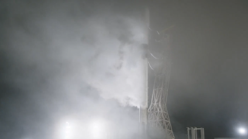 A SpaceX rocket on a launch pad Tuesday Dec. 17, 2024 at Vandenberg Space Force Base.