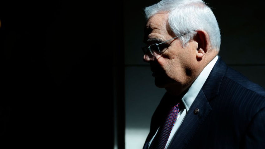 WASHINGTON, DC – APRIL 19: Senate Foreign Relations Committee Chairman Robert Menendez (D-NJ) arrives for a closed-door briefing by intelligence officials about the Discord leaks at the U.S. Capitol Visitors Center on April 19, 2023 in Washington, DC. Jack Teixeira, a 21-year-old airman in the Massachusetts Air National Guard, was arrested and charged with espionage after sharing classified military documents with a gaming group he belonged to on the internet social app Discord. (Photo by Chip Somodevilla/Getty Images)