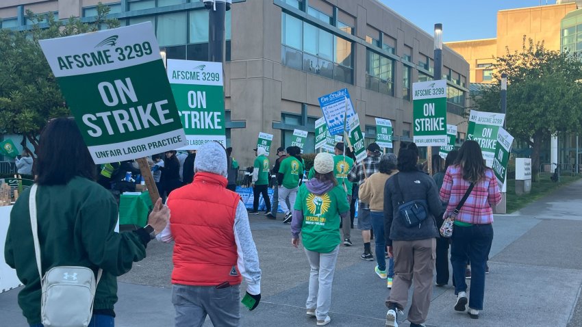 UC workers strike on Feb. 26, 2025.