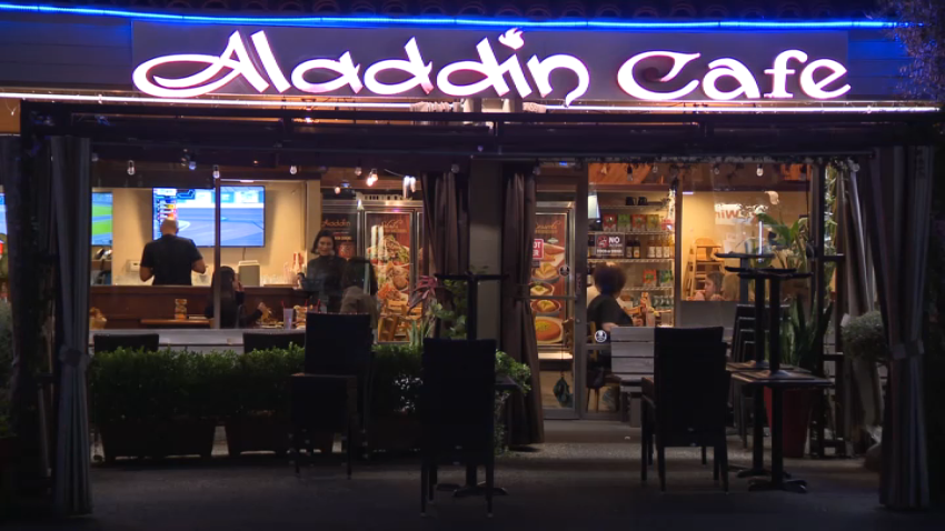 People eating at Aladdin Mediterranean Café in Clairemont on May 12, 2025.