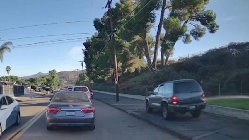 The Dodge Durango drove about a quarter mile on the sidewalk in Lakeside during school dropoff, a parent told NBC 7.